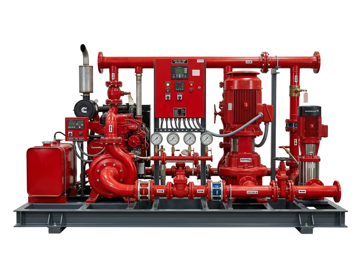 Compression-ignition standby diesel fire engine with heat exchanger and dual battery bank starter