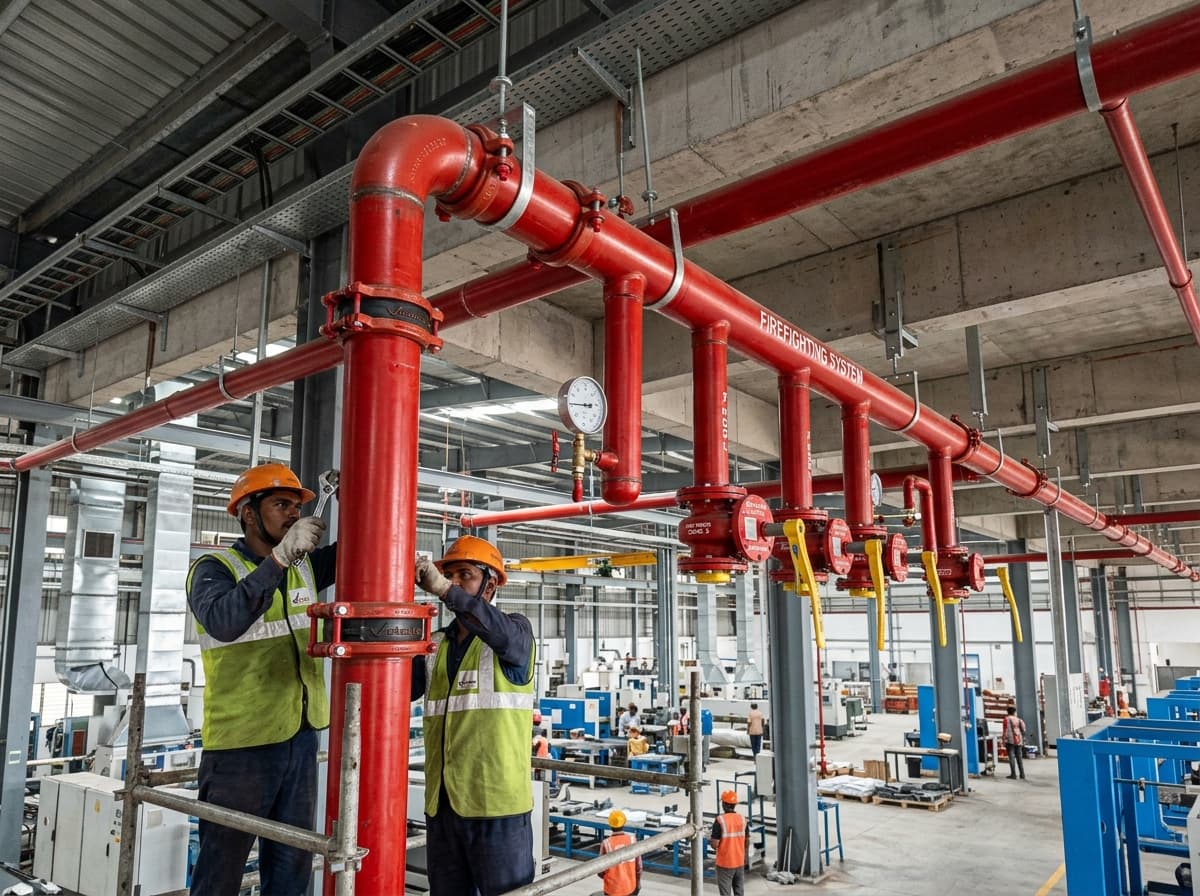 Heavy Class C suction and discharge manifolds with OS&Y rising stem gate valves and check valves