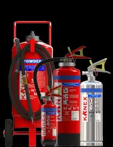Kanex ABC powder stored pressure fire extinguishers range including portable and trolley units