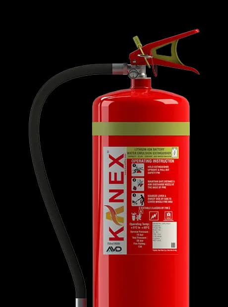 Kanex lithium-ion battery fire extinguisher with AVD formula for EV and battery thermal runaway fires