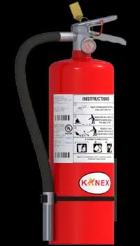 Kanex UL-listed high-hazard dry chemical fire extinguisher with heavy-duty metal valve and hose